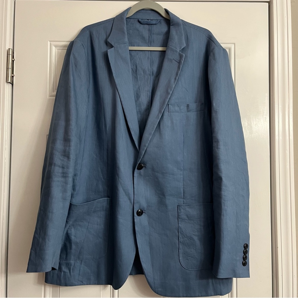 Alfani Blue 2 Button Linen Blazer Men’s Size XL